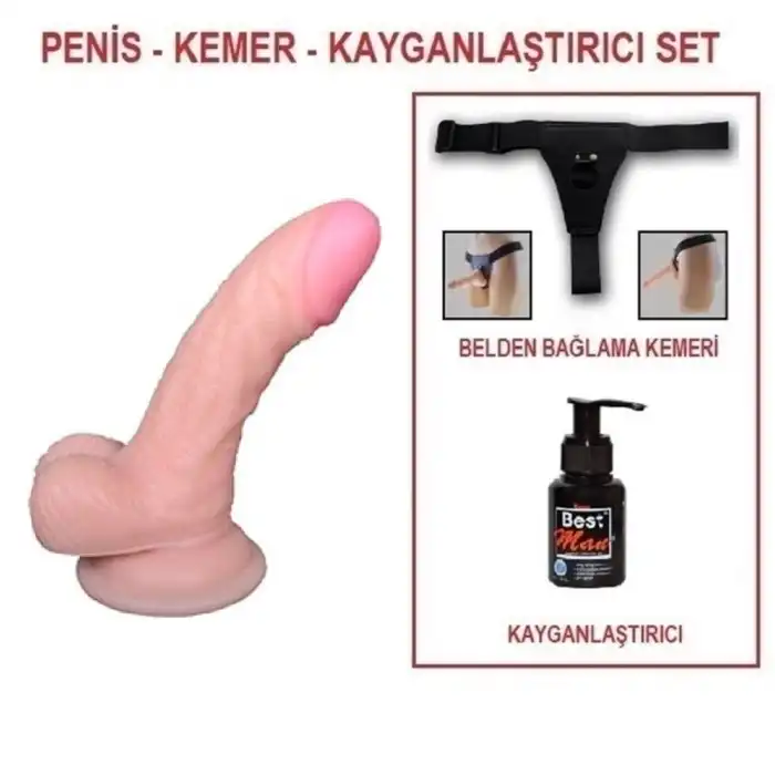 13 cm Belden Bağlamalı Realistik Dildo Penis Set - vomentrend.com