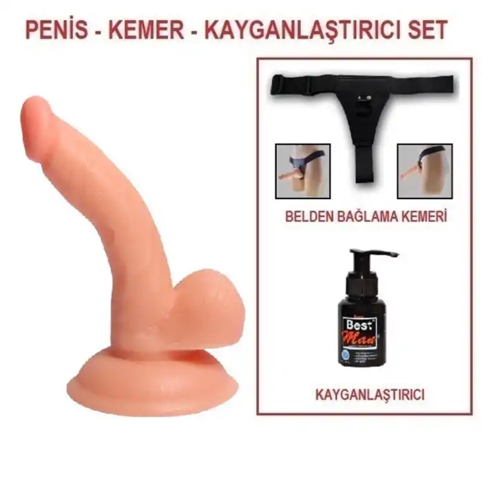 13 cm Belden Bağlamalı Realistik Dildo Penis Set - vomentrend.com