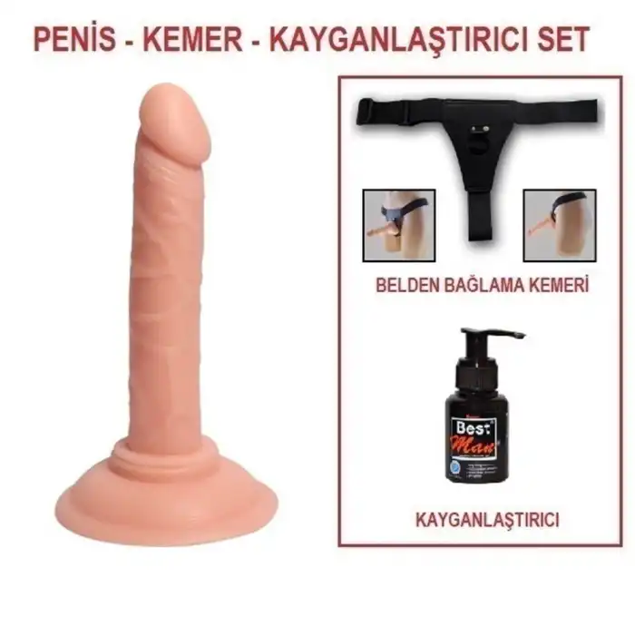 14 cm Belden Bağlamalı Realistik Testissiz Dildo Penis Set - vomentrend.com