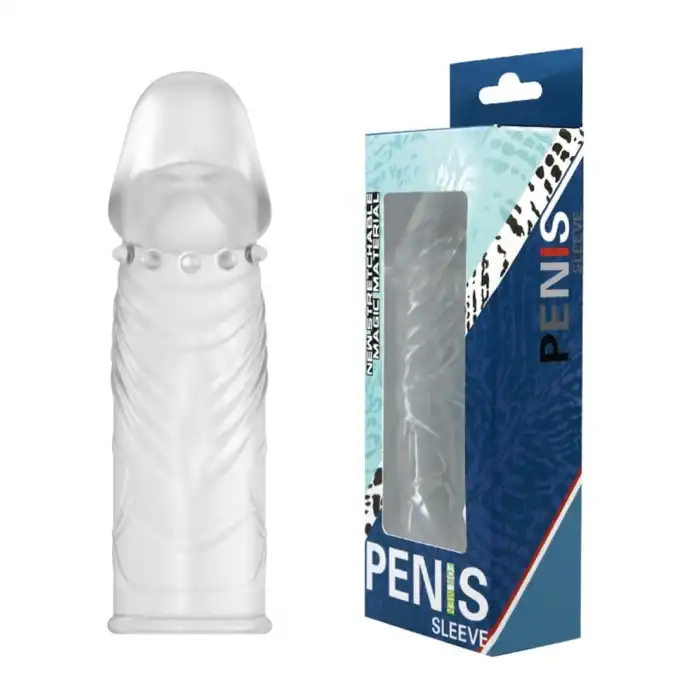 14 cm Damarlı Uzatmalı Şeffaf Silikon Penis Kılıfı - vomentrend.com