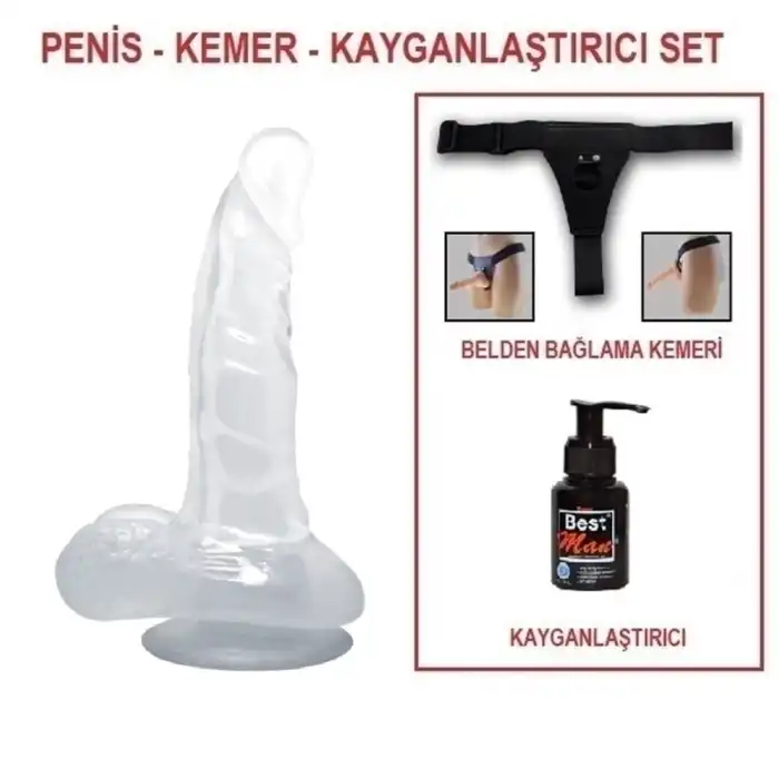 16,7 cm Belden Bağlamalı Şeffaf Realistik Damarlı Vantuzlu Dildo Penis - vomentrend.com