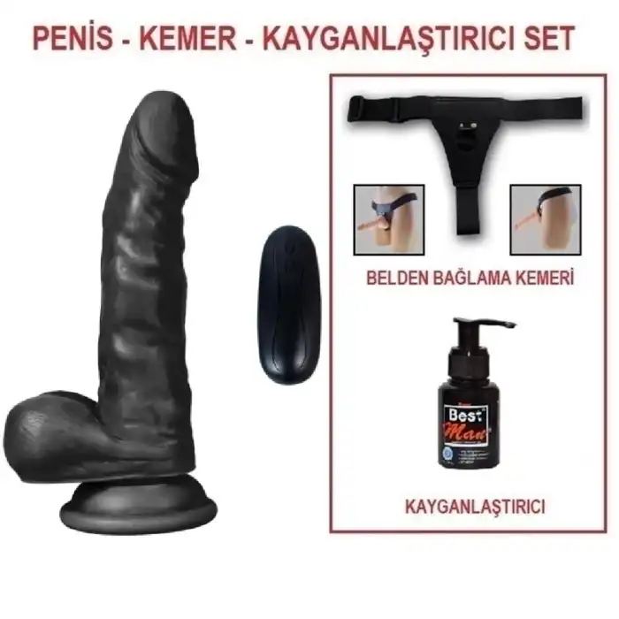 17 cm Belden Bağlamalı Titreşimli Gerçekçi Silikon Zenci Penis Set - vomentrend.com