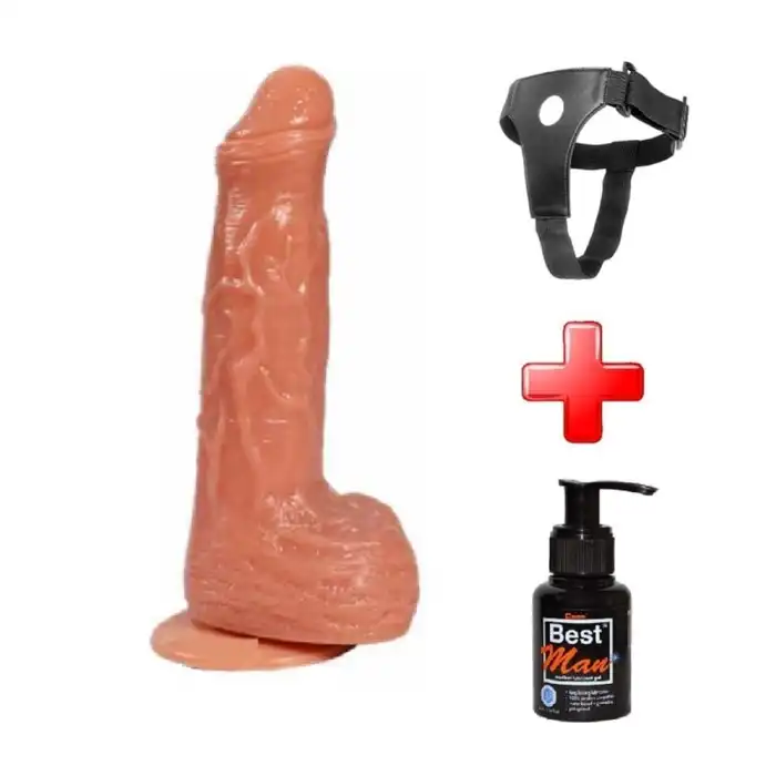 18 cm Belden Bağlamalı 360° Oynar Başlı Titreşimli Penis - vomentrend.com