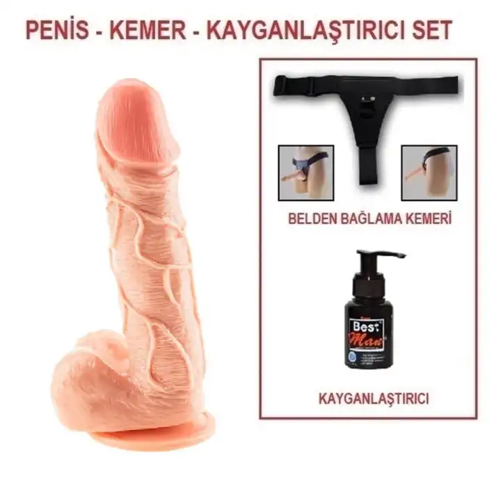 18 cm Belden Bağlamalı Realistik Damarlı Vantuzlu Dildo Penis - vomentrend.com