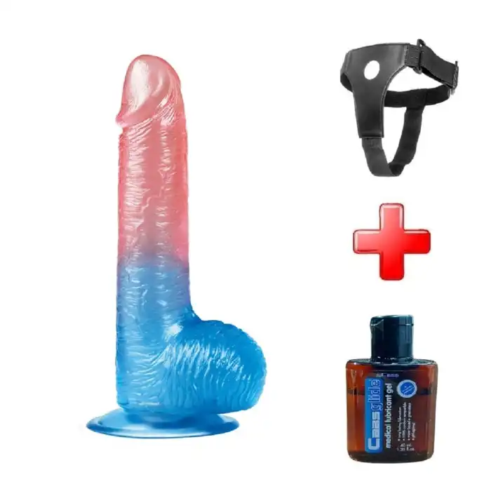 19 cm Belden Bağlamalı Çift Renkli Realistik Vantuzlu Dildo Penis - vomentrend.com