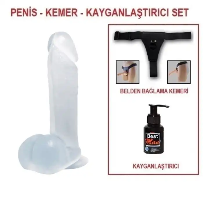 19 cm Belden Bağlamalı Şeffaf Realistik Damarlı Vantuzlu Dildo Penis - vomentrend.com