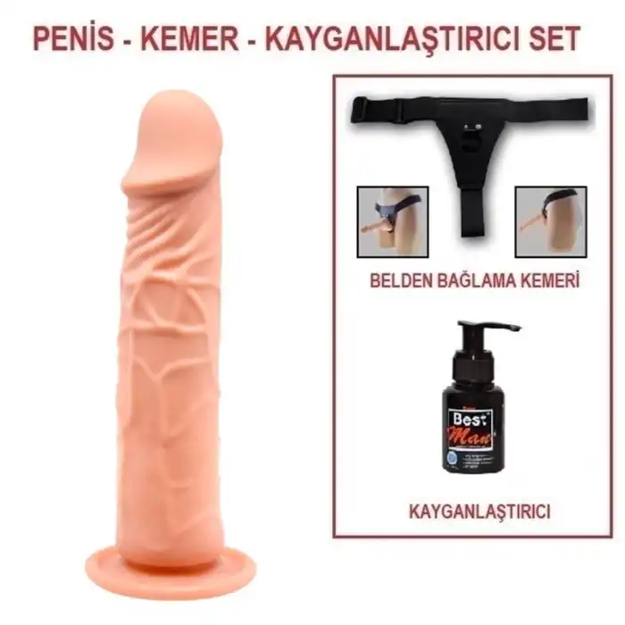 20 cm Belden Bağlamalı Realistik Vantuzlu Dildo Penis Set - vomentrend.com