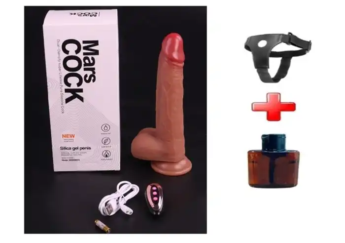 21 cm Belden Bağlamalı Şarjlı Uzaktan Kumandalı Titreşimli Dildo - vomentrend.com