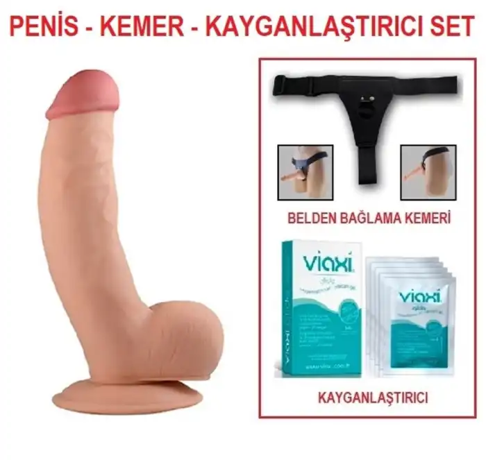 20 cm Belden Bağlamalı Realistik Dildo Penis Set - vomentrend.com