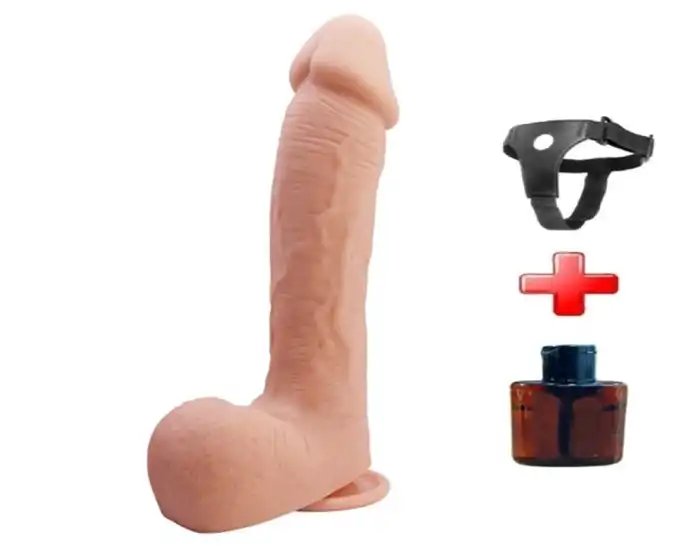 22,2 cm Belden Bağlamalı Realistik Vantuzlu Dildo Penis - Johnson - vomentrend.com