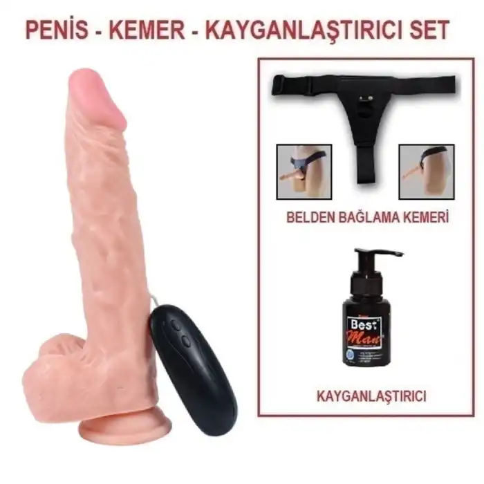 22,5 cm Belden Bağlamalı Gerçekçi Titreşimli Dildo Vibratör Penis - vomentrend.com