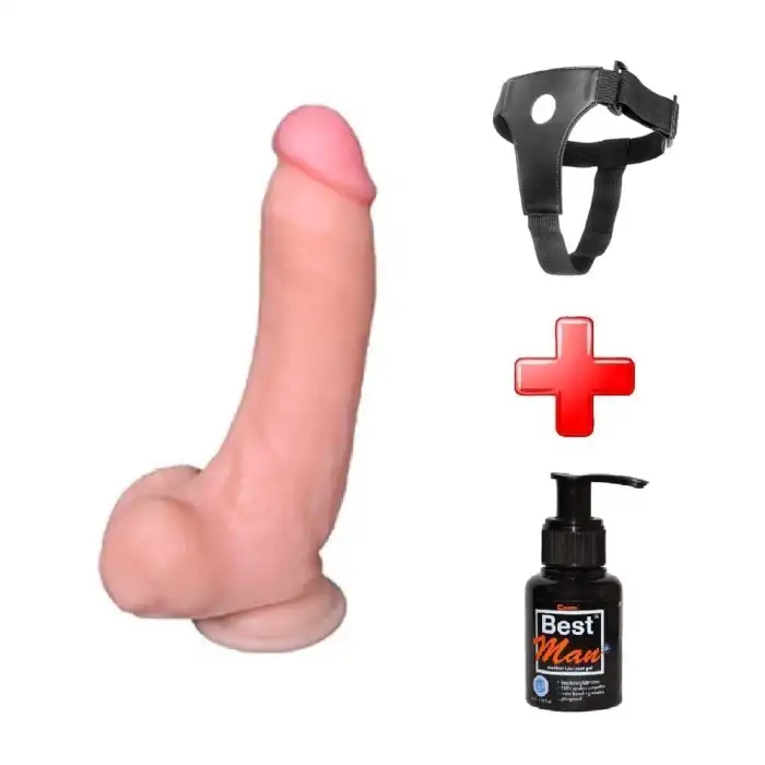 22,5 cm Belden Bağlamalı Realistik Dildo Penis Set - vomentrend.com