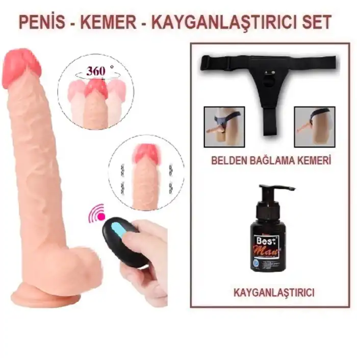 23 cm Belden Bağlamalı Titreşimli Realistik Dildo Penis Set - vomentrend.com