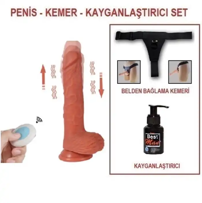 23 cm Belden Bağlamalı Titreşimli Realistik Dildo Penis Set - vomentrend.com