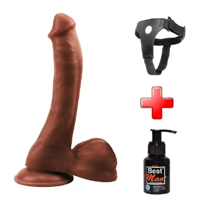 24 cm Belden Bağlamalı Realistik Vantuzlu Melez Dildo Penis - vomentrend.com