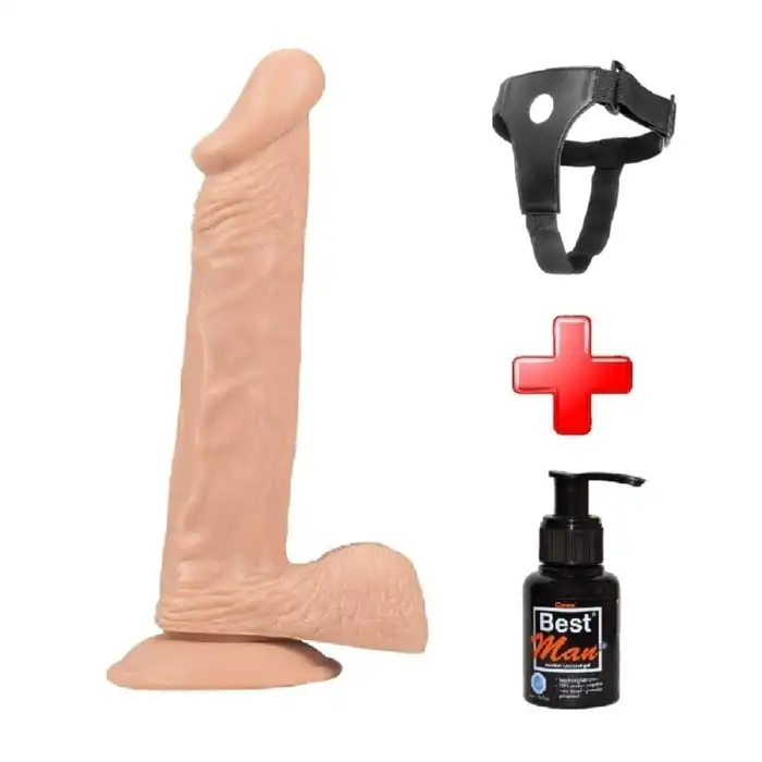 24 cm Belden Bağlamalı Vantuzlu Realistik Penis Anal Vajinal Dildo - vomentrend.com