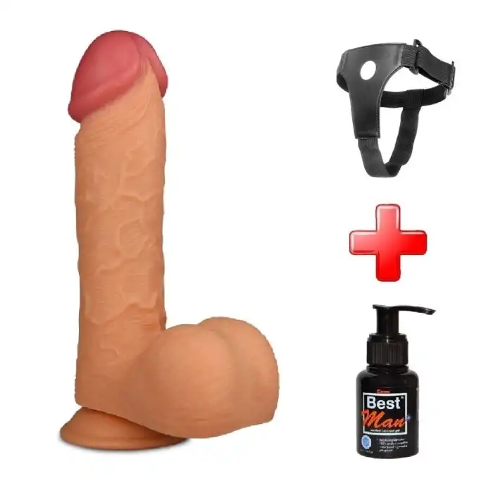 24,5 cm Belden Bağlamalı Gerçekçi Kalın Dildo Penis - King Sized - vomentrend.com