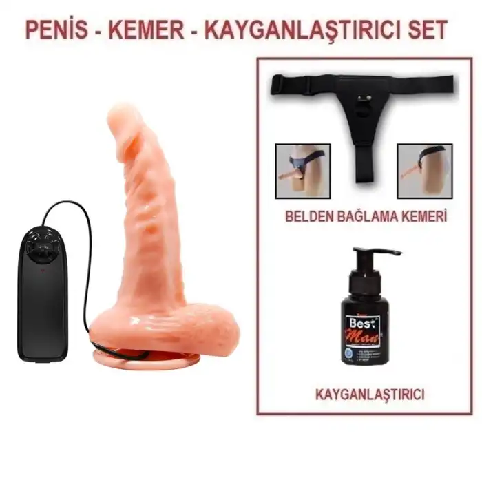 17 cm Belden Bağlamalı Gerçekçi Titreşimli Dildo Vibratör Penis - vomentrend.com