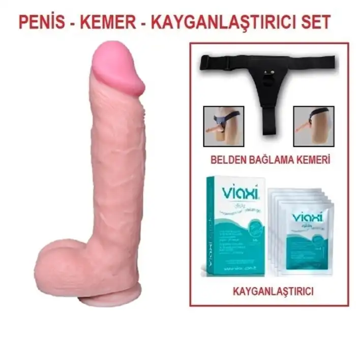 24 cm Belden Bağlamalı Realistik Dildo Penis Set - vomentrend.com