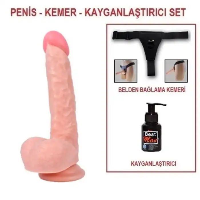 25,5 cm Belden Bağlamalı Realistik Dildo Penis Set - vomentrend.com