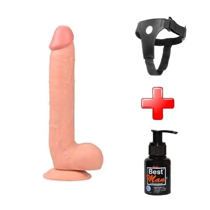 26 cm Belden Bağlamalı Vantuzlu Realistik Penis Anal Vajinal Dildo - vomentrend.com