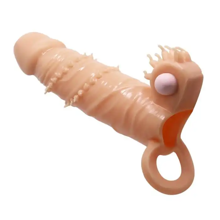 4 cm Dolgu Uzatmalı Titreşimli Penis Kılıfı Prezervatif Vibratör - vomentrend.com