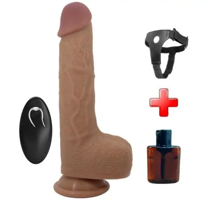 Belden Bağlamalı 22,5 cm İleri Geri Hareketli Uzaktan Kumandalı Dildo - vomentrend.com