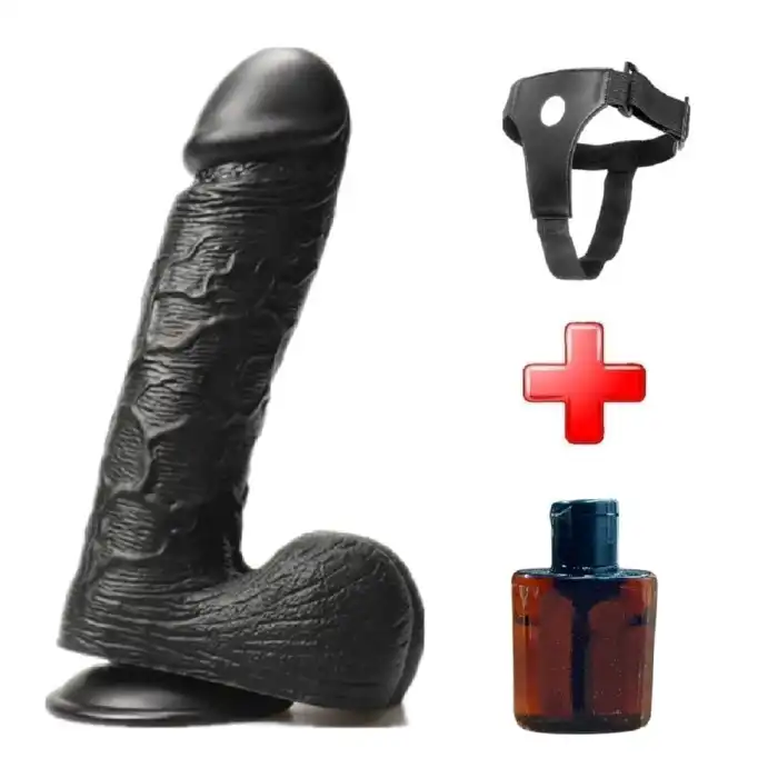 Belden Bağlamalı 24 cm Dev Boy Realistik Vantuzlu Zenci Dildo Penis - vomentrend.com