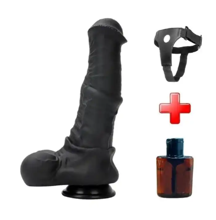 Belden Bağlamalı 24 cm Et Dokulu Çift Katmanlı Sünnetsiz Silikon Penis - vomentrend.com