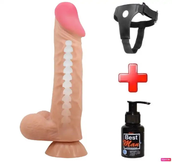 Belden Bağlamalı 24 cm Kıkırdak Yapılı Çift Katmanlı Gerçekçi Dildo - vomentrend.com