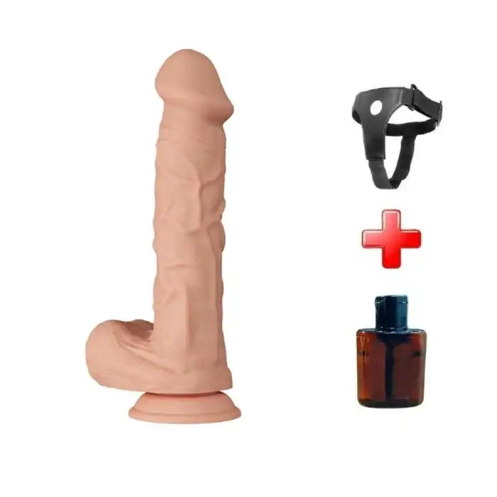 Belden Bağlamalı 26 cm Gerçekçi Kalın Dildo Penis - Bergrisi - vomentrend.com