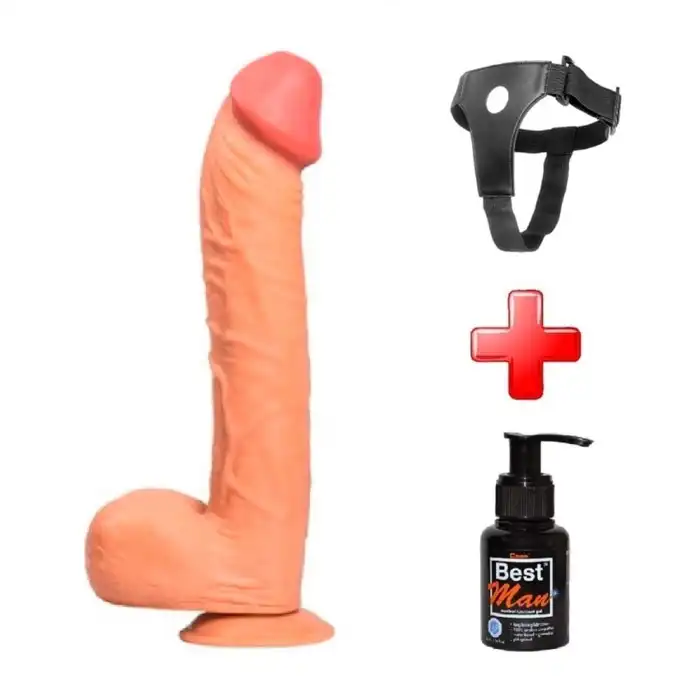 Belden Bağlamalı 31,5 cm Dev Boy Realistik Vantuzlu Dildo Penis - vomentrend.com