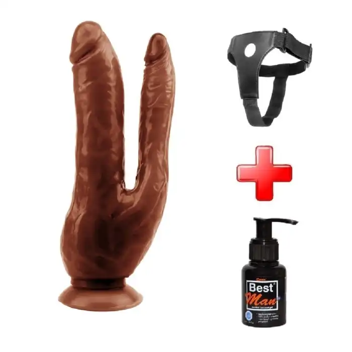 Belden Bağlamalı İki Uçlu Vantuzlu Realistik Çatal Melez Dildo Penis - vomentrend.com