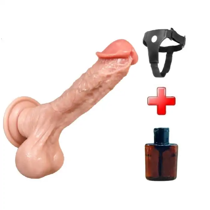 Belden Bağlamalı Yeni Nesil Çift Katmanlı 23 cm Realistik Dildo Penis - vomentrend.com