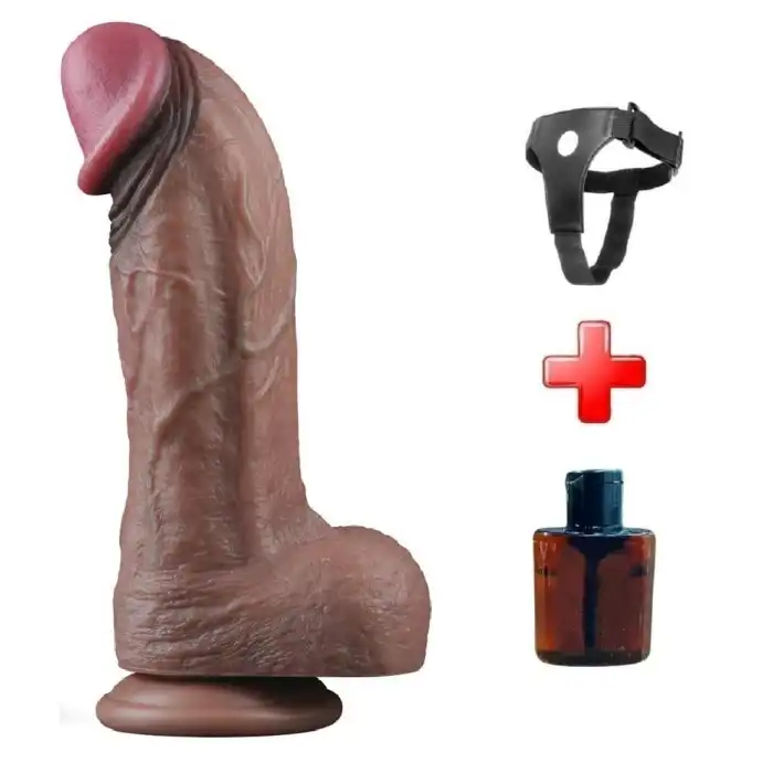 Belden Bağlamalı Yeni Nesil Çift Katmanlı 28 cm Dev Melez Dildo - vomentrend.com