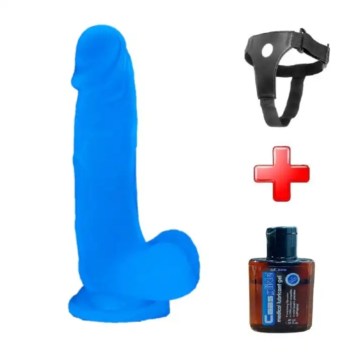 Gece Parlayan Fosforlu Belden Bağlamalı 19 cm Realistik Şeffaf Dildo - vomentrend.com