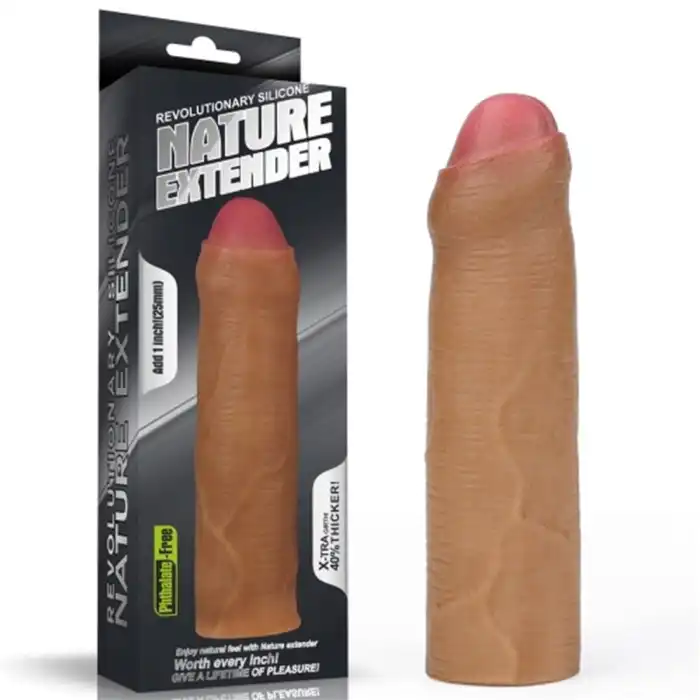 Nature Extender 4.5 cm Dolgulu Silikon Sünnetsiz Melez Penis Kılıfı - vomentrend.com