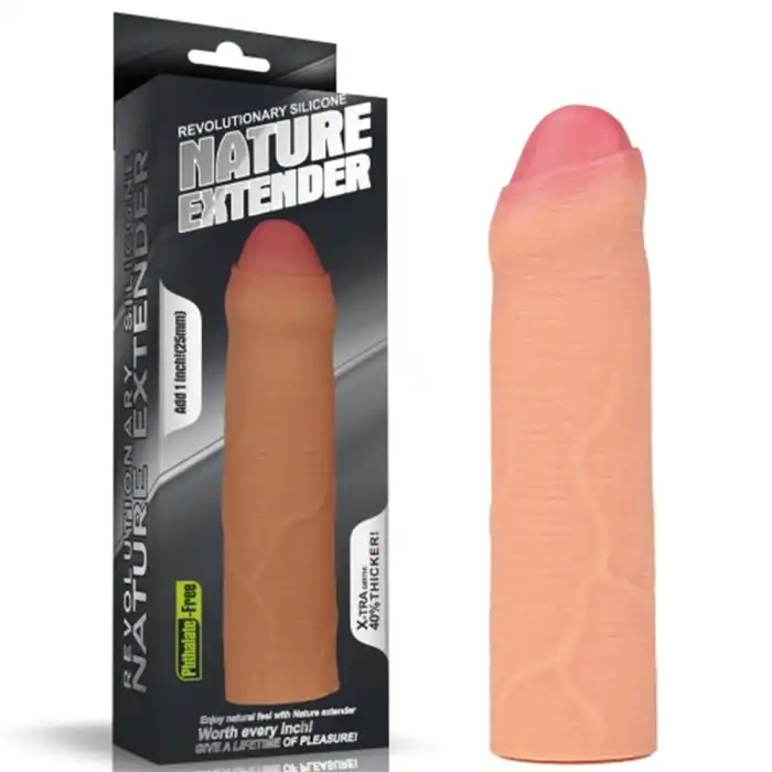 Nature Extender 4.5cm Dolgulu Ten Rengi Silikon Sünnetsiz Penis Kılıfı - vomentrend.com