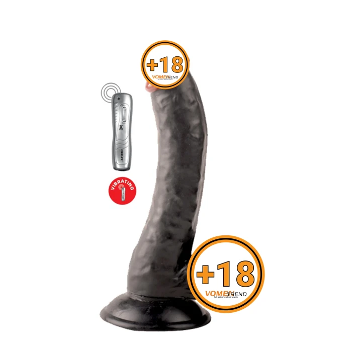 23 cm Siyah Kumandalı Titreşimli Realistik Dildo Vibratör - vomentrend.com