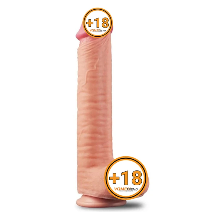 30,5 cm Yeni Nesil Çift Katmanlı Kalın Realistik Dev Dildo Penis - vomentrend.com