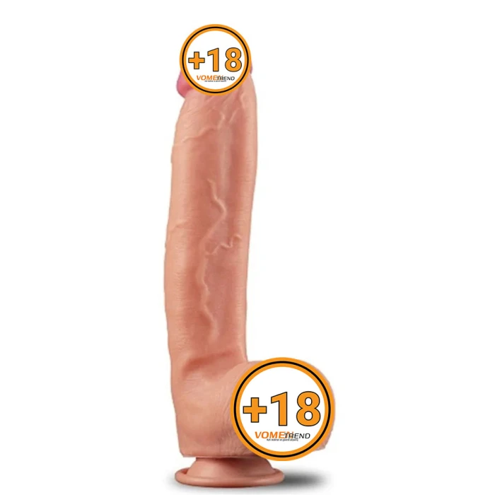 30,5 cm Yeni Nesil Çift Katmanlı Kalın Realistik Dev Dildo Penis - vomentrend.com