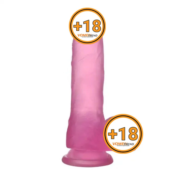 17,5 cm Şeffaf Realistik Damarlı Vantuzlu Pembe Dildo Penis - vomentrend.com