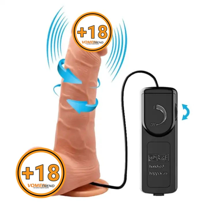 20 cm Kumandalı 360° Oynar Başlı Titreşimli Vibratör Realistik Penis - vomentrend.com