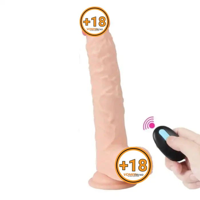 23 cm Oynar Başlı Uzaktan Kumandalı Titreşimli Dildo - vomentrend.com