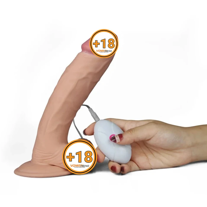 22 cm Gerçekçi Çift Katmanlı Titreşimli Silikon Penis - vomentrend.com