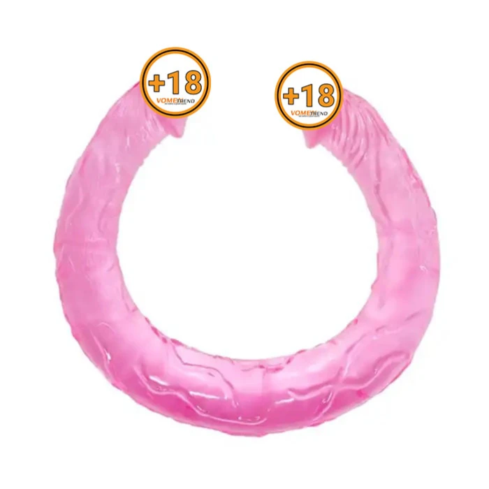 44 cm Çift Taraflı Jel Yumuşak Pembe Penis Dildo - vomentrend.com