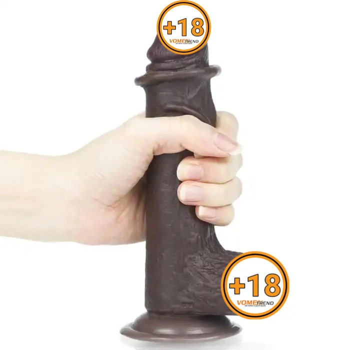 17,5 cm Yeni Nesil Çift Katmanlı Realistik Zenci Dildo Penis - vomentrend.com