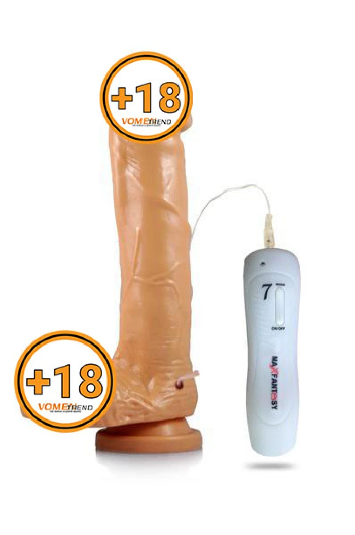 19 cm Titreşimli Kumandalı Gerçekçi Dildo Vibratör - vomentrend.com